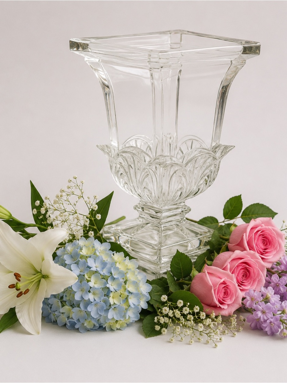 Crystal Vase Shannon Crystal Designs of Ireland Square Lead Pedestal Elegant 7”